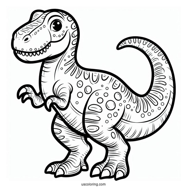 Easy T-Rex To Color For Preschoolers