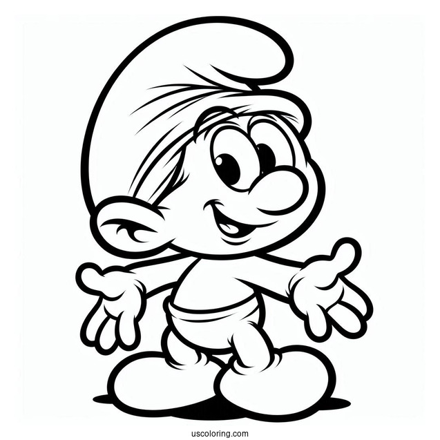 Easy Outline Of Gutsy Smurf