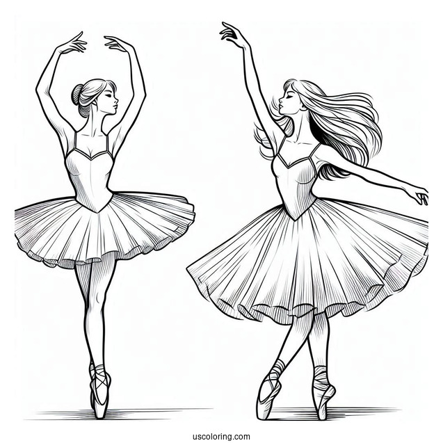 Male And Female Ballerinas To Color