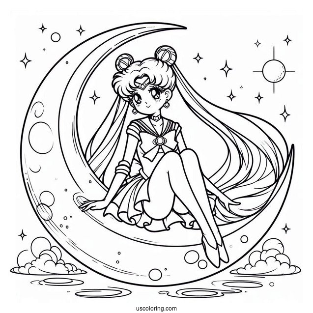 Sailor Moon Sitting On Crescent Moon
