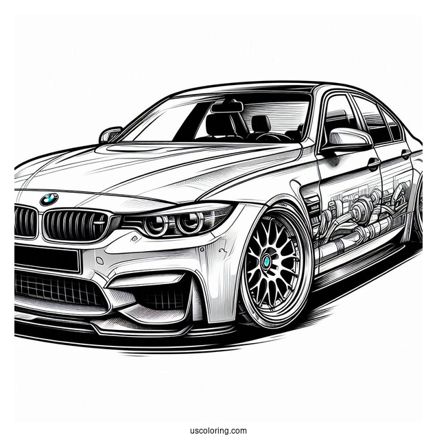 Detailed E92 BMW Coloring Page