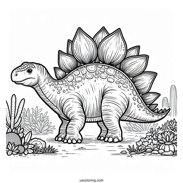 Large Stegosaurus Coloring Page Walking