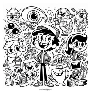 Famous Nickelodeon Coloring Page Of Characters Poster