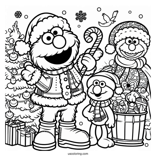 Christmas Themed Elmo Coloring Sheet