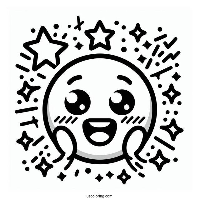 Star Struck Emoji Coloring Page