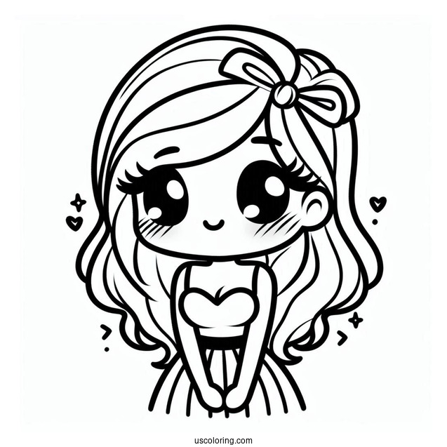 Female Shy Guy Coloring Page With Lashes And Dress