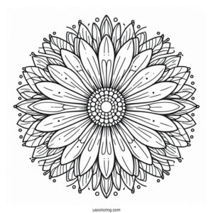 Easy Round Daisy Flower Mandala Coloring Page For Kids