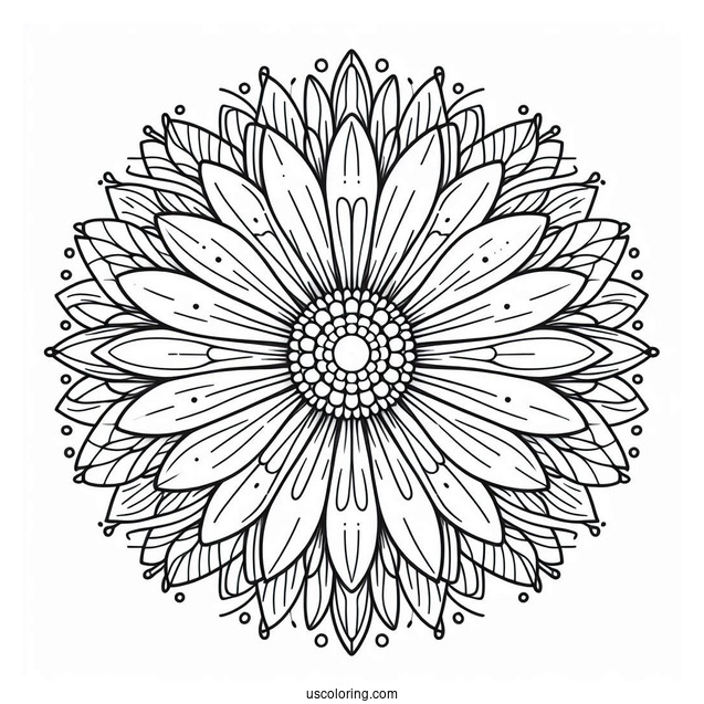 Easy Round Daisy Flower Mandala Coloring Page For Kids