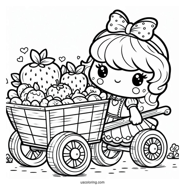 Strawberry Shortcake Coloring Page Pulling Apple Dumplin In A Cart