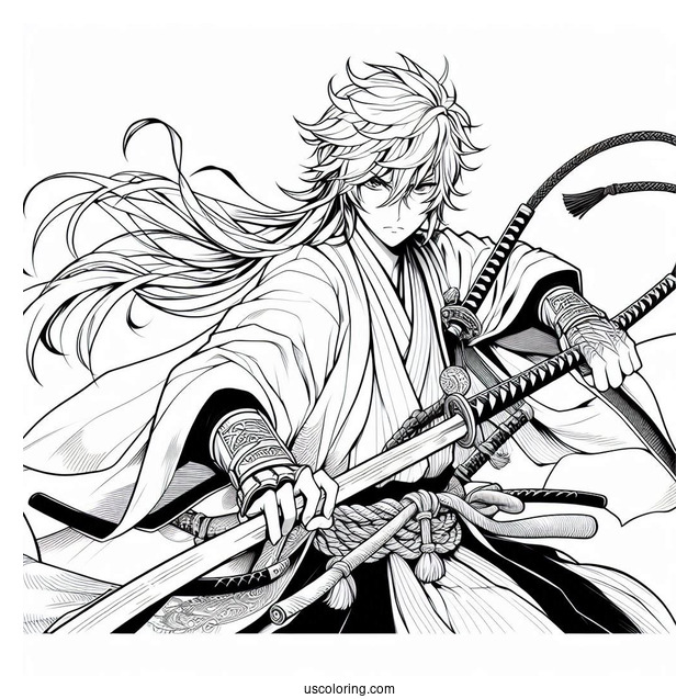 Manga Coloring Page Of The Elusive Samurai