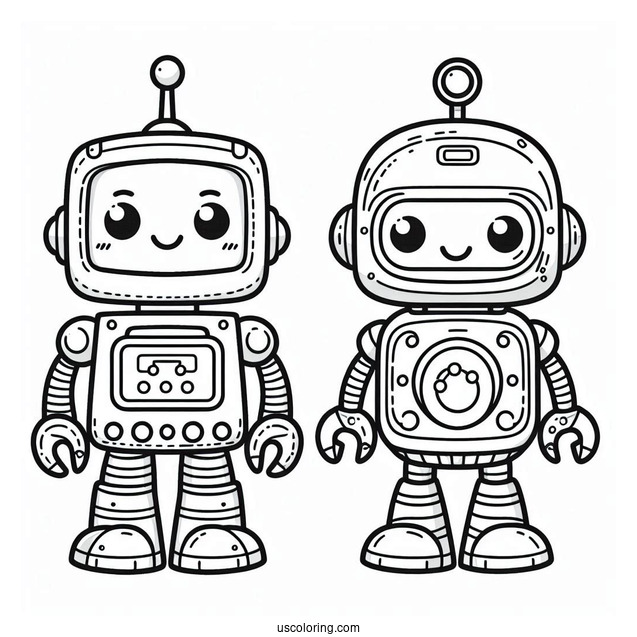 Cute Toy Robot Coloring Page For Preschoolers