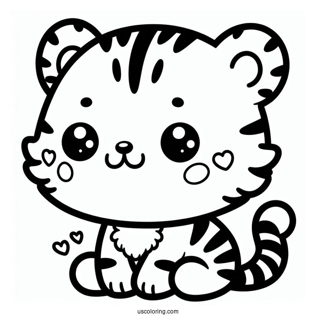 Kawaii Tiger To Color