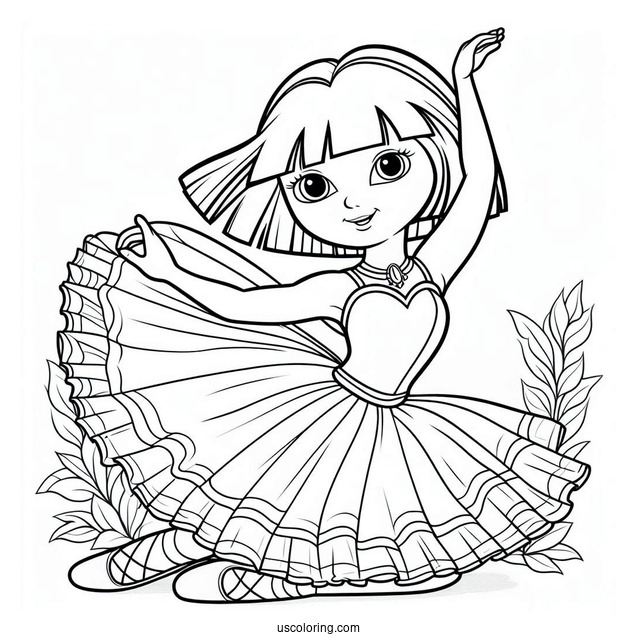 Dora As a Ballerina Coloring Page