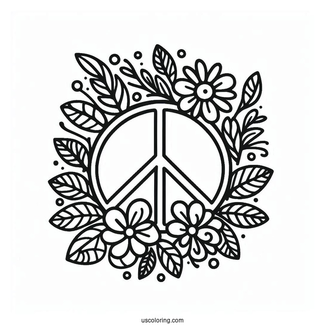 Floral Peace Coloring Page