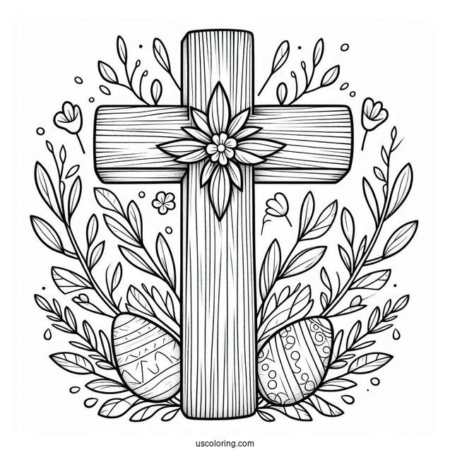 Wooden Easter Cross Coloring For Kids