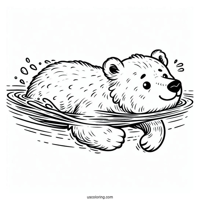 Polar Bear Swimming Coloring Sheet