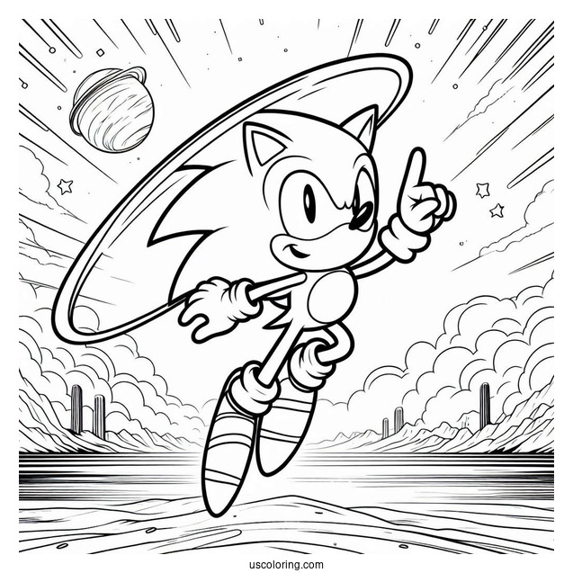 Sonic Leaping Through Air With Ring