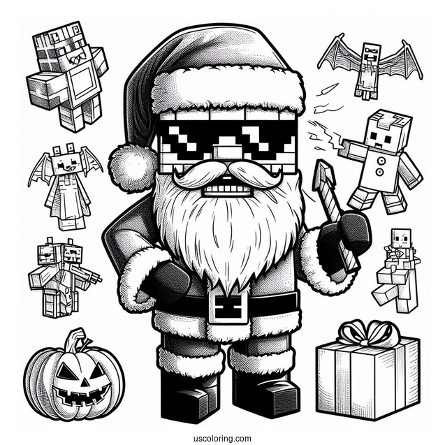 Bad Minecraft Christmas Santa Coloring