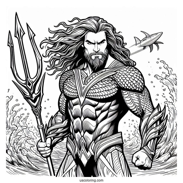 Aquaman Coloring Page Leading The Justice League