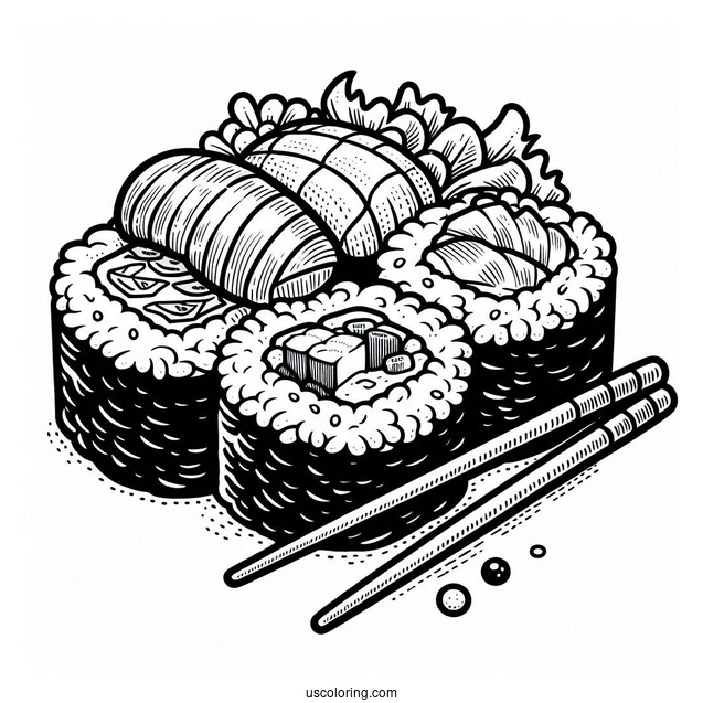 Japanese Sushi Coloring Page