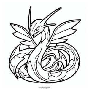 Easy Outline Of Rayquaza Coloring Page For Kids
