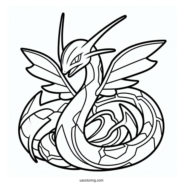 Easy Outline Of Rayquaza Coloring Page For Kids