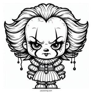 Frightening Chibi Pennywise Coloring Sheet