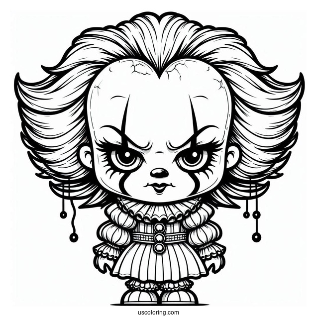 Frightening Chibi Pennywise Coloring Sheet