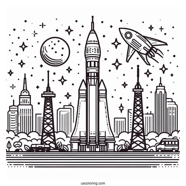 Simple Outline Of Soyuz Rocket To Color