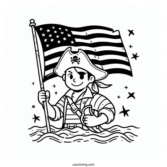 Simple Pirate Coloring Page Flag For Kids
