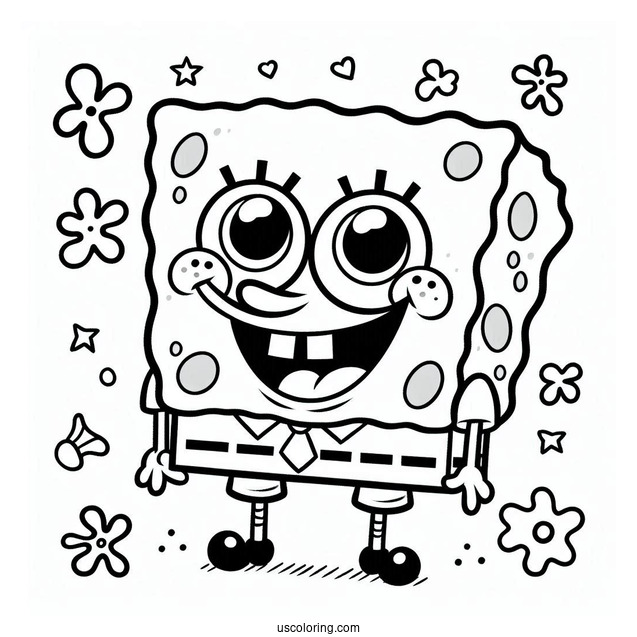 Nickelodeon Coloring Page Of Smiling SpongeBob For Preschoolers