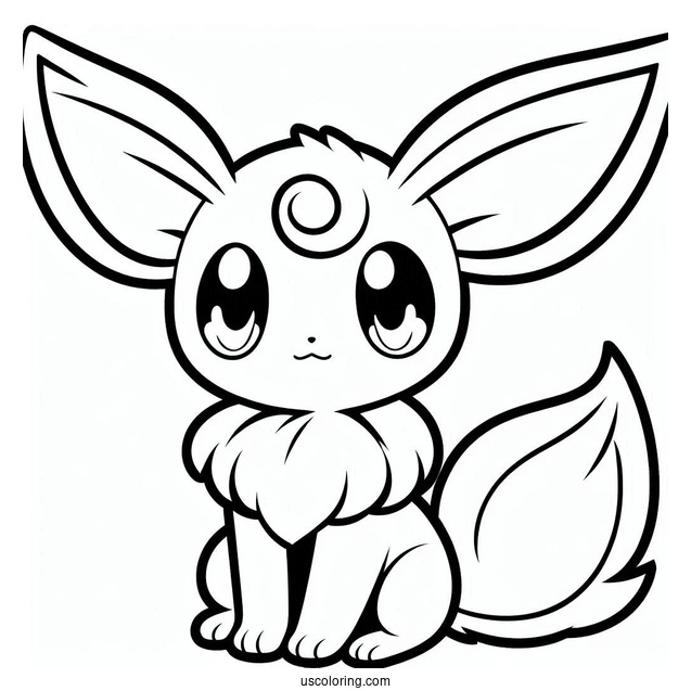 Coloring Page Of Cute Espeon For Kids