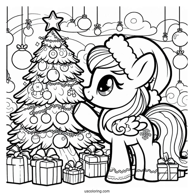 My Little Pony Decorating Christmas Tree To Color