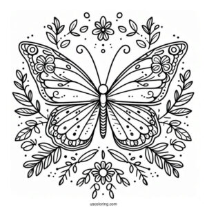 Butterfly With Floral Wings Coloring Page