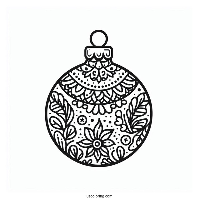 Cute Christmas Ornaments Coloring Page With Snowflakes