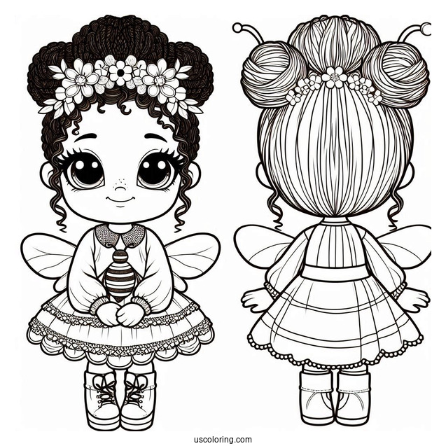 Little Girl Dressed As A Bee Coloring Page