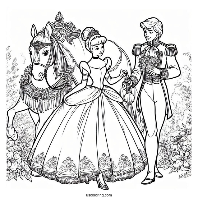 Cinderella And Grand Duke Coloring Picture