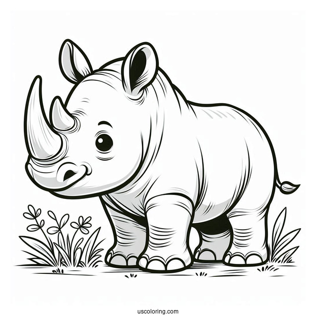 Rhino Coloring Page For Preschoolers