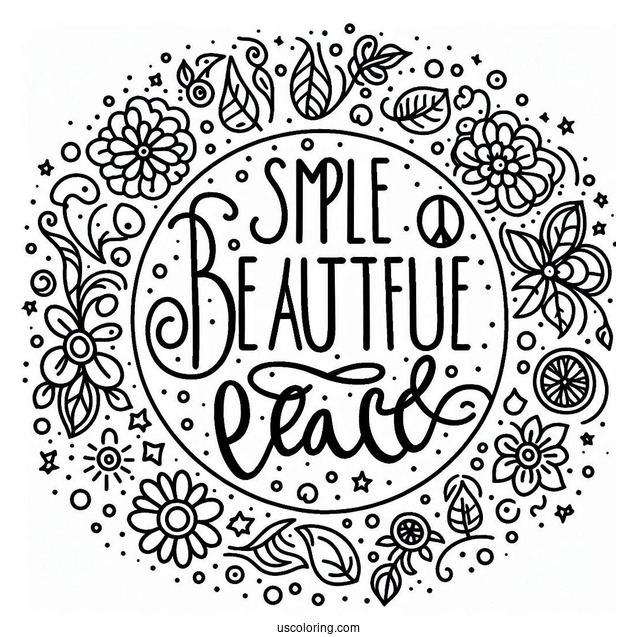 Be The Change Words Surrounded By Peace Coloring Page