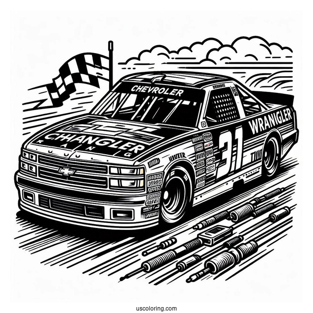 NASCAR Coloring Page Wrangler Chevrolet Racing