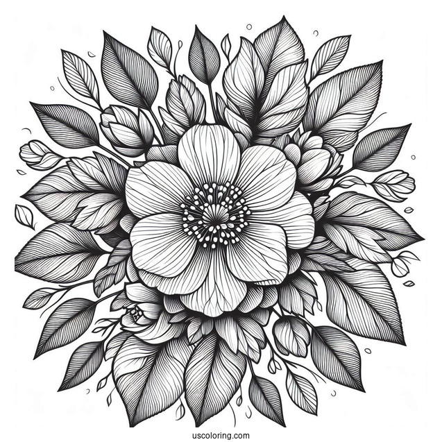 Top View Of Spring Flower With Tons Of Leaves