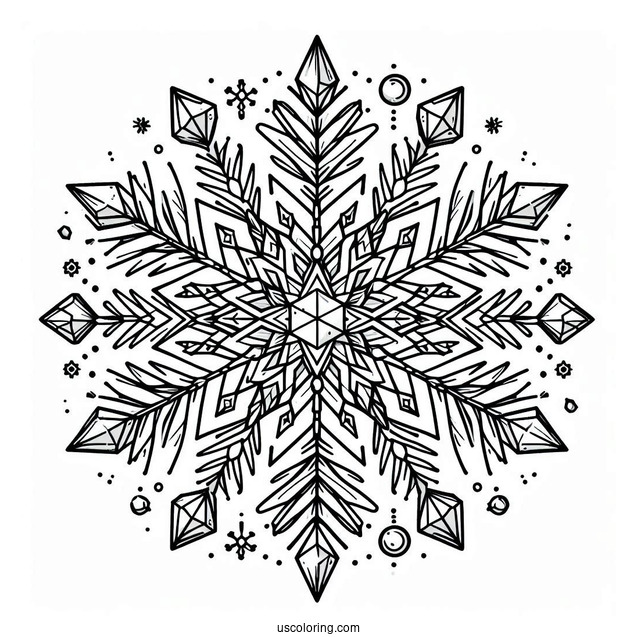 Cartoon Crystal Snowflake Coloring Page For Kids