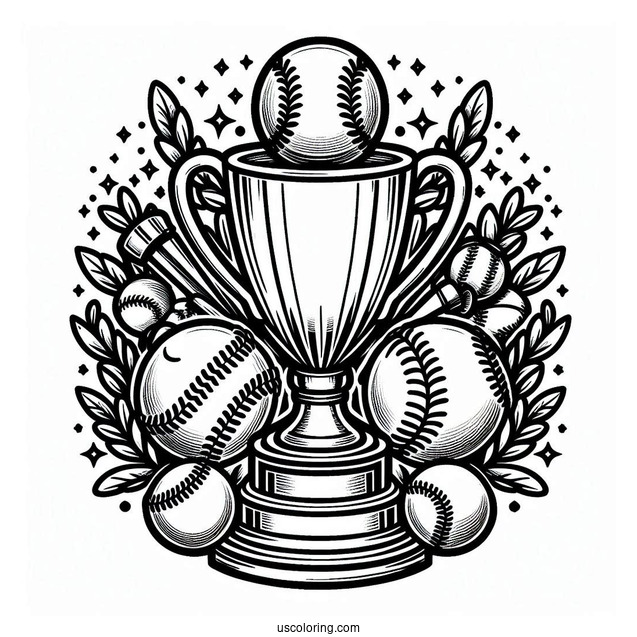 Baseball Coloring Page Of Champions Trophy Celebration