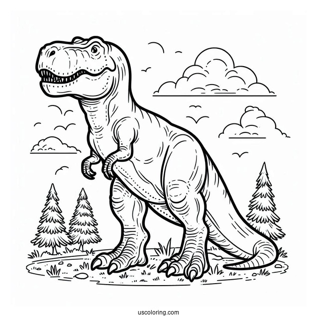 Coloring Page Of a Simple To Color Tyrannosaurus Rex