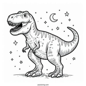 Easy T-Rex To Color For Preschoolers