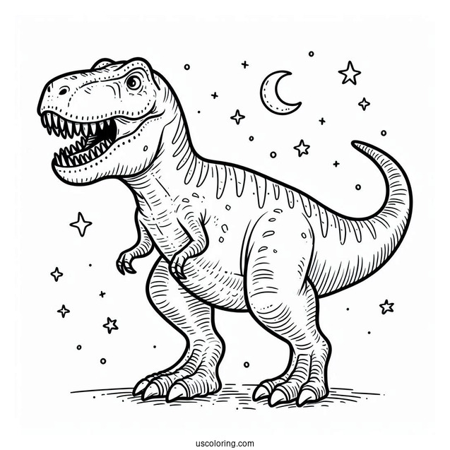 Easy T-Rex To Color For Preschoolers