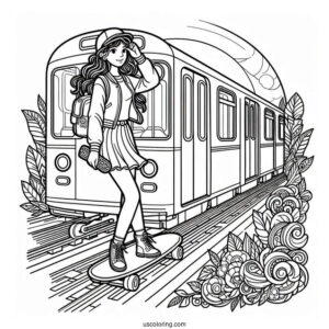 Detailed Subway Surfers Coloring Page Poster