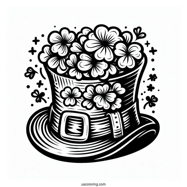 Leprechaun Hat With Shamrocks To Color
