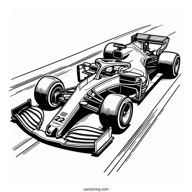 Simple Outline Of F1 Coloring Page Race Car On Track