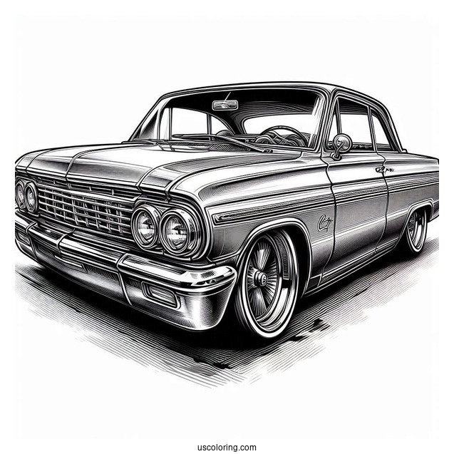 Realistic Chevrolet Lowrider Coloring Page